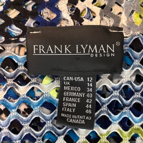 Frank Lyman Design Blue Green Crochet Open Front Cardigan Jacket Women's Size 12 - Picture 11 of 11